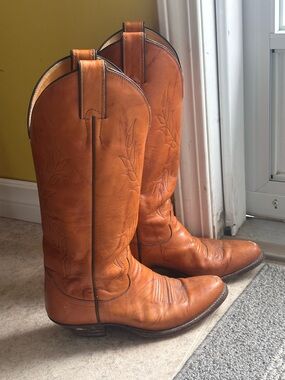 Justin L4372 Women's 5B Butterscotch Leather Pull On Western Cowgirl Ride Boots